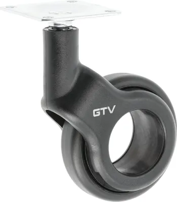 Produktbild von GTV - Möbelrollen STRADA | Lenkrollen | Rollen für Möbel | ohne Bremse | Durchmesser 60 mm | aus Kunststoff und Stahl | Schwarz