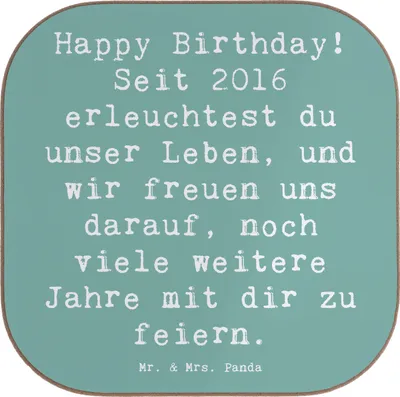 Produktbild von Mr. & Mrs. Panda Tischschoner Spruch 2016 Geburtstag - Meeresbrise - Geschenk, Coaster, Erinnerungen, Freude, Alter, Happy Birthday, gläseruntersetzer, Untersetzer Glas