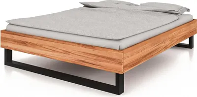 Produktbild von Bett Leeds 2 Sonderlänge 200x220 Kernbuche massiv ohne Kopfteil mit Metallkufen