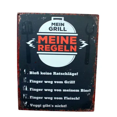 Produktbild von Shabby Blechschild Grillregeln Wanddeko