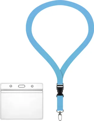 Produktbild von Ausweishülle ZIP Ausweis Halter wasserdicht komplett mit Lanyard SKYBLAU 2cm inkl Schlüsselband mit security clip Kartenhalter für 1-2 Ausweise Karten