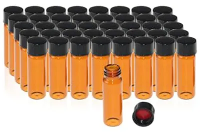Immagine prodotto di Solidchoice - 100 flaconi di vetro ambrato da 3 ml con tappo nero