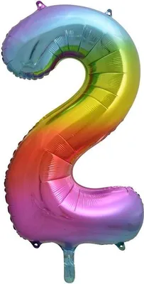 Produktbild von Folienballon Zahl 2 bunt regenbogen