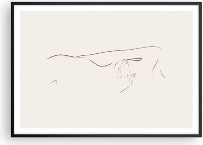Produktbild von Gerahmtes Poster - Schwarzer Rahmen - Skizze Nacktheit Frau - 100x70 cm - Wand Bild - Wanddeko - Wandbilder - Kunstposter - Wandposter - Bilderrahmen - Bilder - Kunstdruck - P2BAA100x70-4552