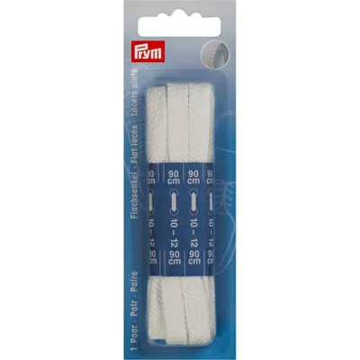 Obrázok produktu pre Ploché šnúrky 8 mm, 90 cm, biele