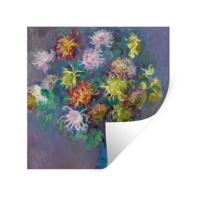 Produktbild von MuchoWow® Wandtattoo Wandsticker Wandaufkleber Vase mit Chrysanthemen - Claude Monet 80x80 cm Selbstklebend und Repositionierbar - Wierderverwendbar - Selbstklebend