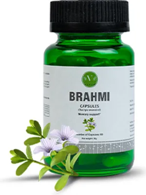 Produktbild von Vanan Brahmi Kapseln für kognitive Vitalität - Hilft, das Gedächtnis zu verbessern & unterstützt die Gesundheit - 60 Kapseln - Ayurveda