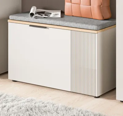 Produktbild von Garderobe Sitzbank "Skid" in Kaschmir Sand und Evoke Eiche Garderobenbank 80 cm