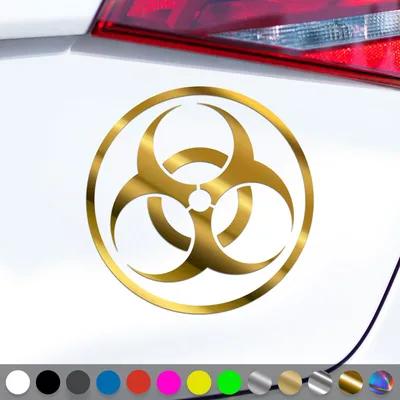 Produktbild von PantherPixel Biohazard Aufkleber Warnung Vorsicht Hinweis Sticker Auto Geschenkidee Farbe Chrom-Gold