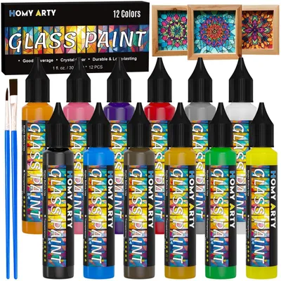 Productafbeelding van 12 Kleuren Acrylverf voor Glas en Keramiek