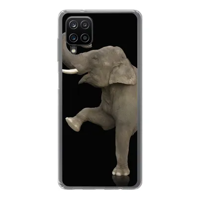 Produktbild von MuchoWow® Handyhülle Schutzhülle Hülle für Samsung Galaxy A12 Elefant - Tiere - Schwarz - Porträt Silikon Softcase Handy Hülle - Bild