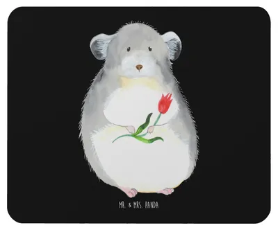 Produktbild von Mr. & Mrs. Panda Mousepad Chinchilla Blume - Schwarz - Geschenk, Lustige Sprüche, Kummer, computer, computermatte, Mauspad, Chinchillas, Chaos, Liebeskummer, Mouse Pad