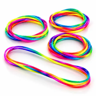 Produktbild von PRECORN Finger Twist Fadenspiel 4er Set, 160 cm Regenbogen-Fäden, Fingerspiel & Geschicklichkeitsspiel für Kinder