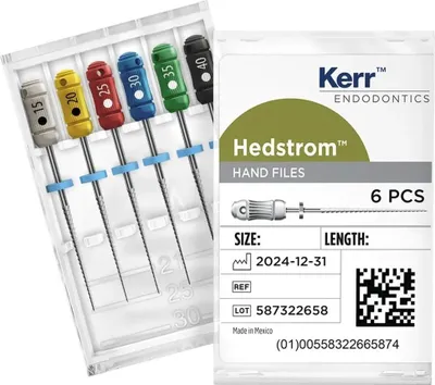 Imagen del producto de Kerr Hedström: Juego de 6 limas, 25 mm, ISO 020