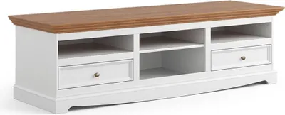 Produktbild von Belluno Elegante Massivholz Lowboard mit 2 Schubladen 167 cm Weiß / Eiche