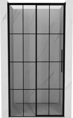 Produktbild von Mexen Rox Schiebetür für Dusche links 125 cm, schwarzes Gitter, schwarz - 8C2-125-000-70-77-L