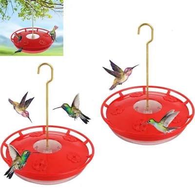 Produktbild von 2er Set Kolibri Futterspender 16oz Auslaufsicher, Vogeltränke mit Ameisenschutz, 5 Futteröffnungen, Leicht zu Reinigen, für Garten Balkon