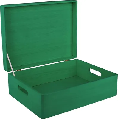 Produktbild von Creative Deco XL Grün Große Holzkiste Aufbewahrungsbox Spielzeug | 40 x 30 x 14 cm (+/- 1 cm) | Mit Deckel zum Dekorieren Aufbewahren | Mit Griff | Perfekt für Dokumente, Wertsachen und Werkzeuge