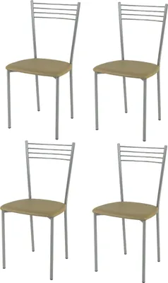 Immagine prodotto di t m c s Tommychairs - Set di 4 sedie moderne ELENA per cucina e sala da pranzo, struttura robusta in acciaio laccato color alluminio, sedile imbottito rivestito in Pelle finta color cappuccino