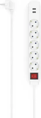 Immagine prodotto di hama 223183 hama USB 3.4A Presa a 5 vie con interruttore 1,4 m bianco con presa USB