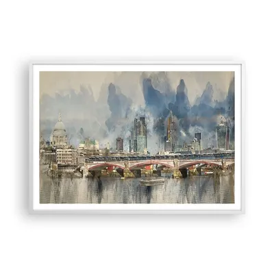 Produktbild von Gerahmtes Poster - Weißer Rahmen - London Aquarell Panorama - 100x70 cm - Wand Bild - Wanddeko - Wandbilder - Kunstposter - Wandposter - Bilderrahmen - Bilder - Kunstdruck - P2WAA100x70-4594