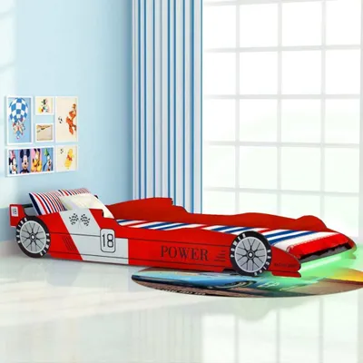 Produktbild von vidaXL Kinderbett mit LED im Rennwagen Design 90 x 200 cm Rot - Kinderbett - Kinderbetten - Bett - Betten