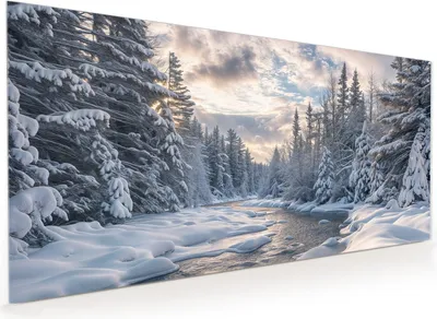 Produktbild von Küchenrückwand Spritzschutz Glas mit Motiv Winterfluss 40 x 40 cm