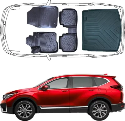 Produktbild von 3D Fußmatten & Obere Kofferraumwanne Auto Set Kompatibel mit Honda CR-V 5.Gen 2018 - 2023