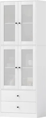 Immagine prodotto di Mobile da cucina, colonna con cassetto, ripiani regolabili, buffet da cucina con 2 scomparti per soggiorno, sala da pranzo, 59 x 30 x 170 cm, bianco Aosom