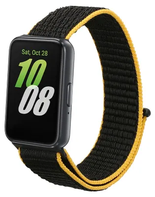 Produktbild von kwmobile Armband kompatibel mit Samsung Galaxy Fit 3 - Nylon Fitnesstracker Sportarmband Band in Schwarz matt Orange - Innenmaße von 14 - 22 cm