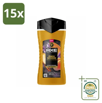 Produktbild von 15 x Axe Fine Fragrance Collection Peach Infusion Douchegel 225 ml - Vorratspackung - 15 Stücke