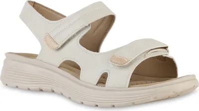 Produktbild von VAN HILL Damen Komfort Sandalen Bequeme Cut-outs Profil-Sohle Schuhe 841626, Farbe: Beige, Größe: 36