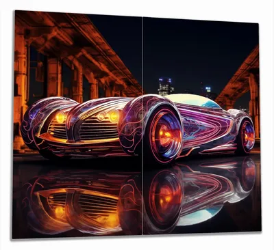 Produktbild von Wallario Herdabdeckplatte aus Glas, Größe 60 x 52 cm 2-teilig, Motiv Lichtspiel-Roadster