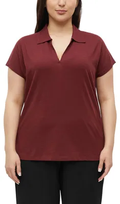 Productafbeelding van s.Oliver damespoloshirt – Relaxed fit, jersey van flamedraad, mouwloos, V-hals