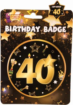 Produktbild von Rubies Abzeichen zum 40. Geburtstag – Anstecker für die Geburtstagsfeier