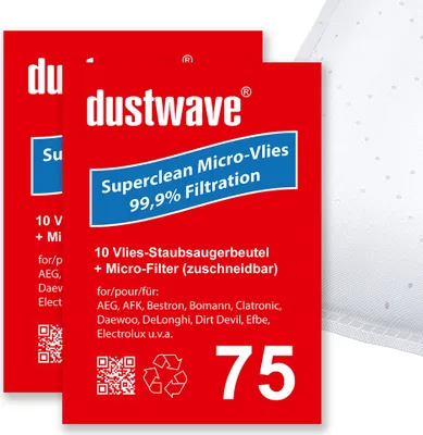 Produktbild von 40 Staubfilterbeutel (Superpack) passend für AFK - BS 1300 electronic Bodenstaubsauger - dustwave® Markenstaubbeutel -  Germany + inkl. Micro-Filter
