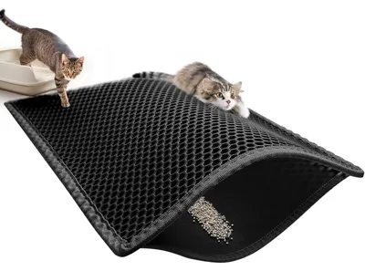 Immagine prodotto di Lettiera per gatti Katzenklo Matte XXL, dimensioni 89x61 cm, colore nero, realizzata in EVA con design a doppia alveolazione, impermeabile