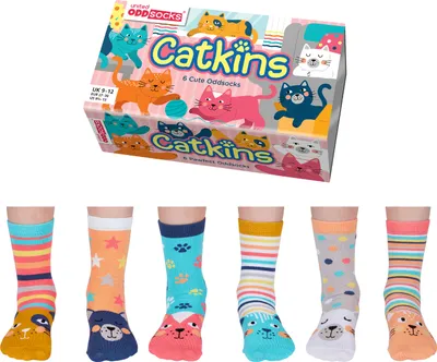 Produktbild von Catkins Katzen Oddsocks Socken in 27-30 im 6er Set