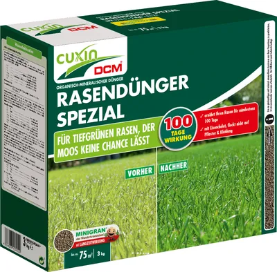 Produktbild von Cuxin DCM Rasendünger Spezial 3 kg organisch-mineralischer Dünger+Mg