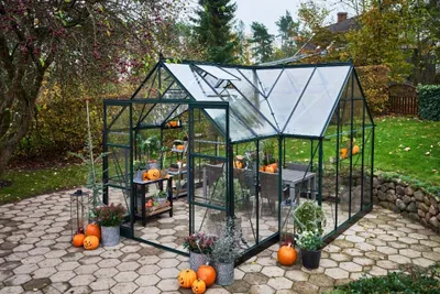 Produktbild von Halls Gewächshaus Garden Room Gewächshaus aus Metall in Grün, Anzuchthaus mit 3 mm Wandstärke Treibhaus