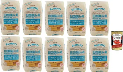 Produktbild von Rummo Pasta Nudeln Glutenfreie Elicoidali N 49, Bronze Gezeichnete gluteinfrei, perfekt für Menschen mit Zöliakie oder Glutenunverträglichkeit, 10x 400 g + Italian Gourmet polpa 400g