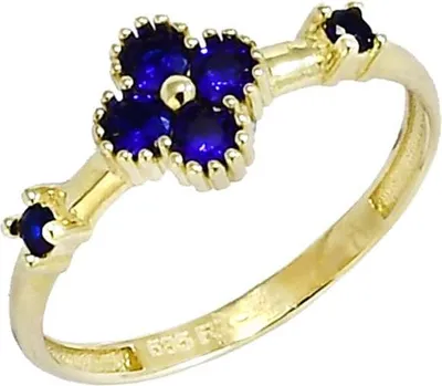 Produktbild von Goldring 585/1000 (14 Karat) mit synthetischem Saphir, Ringgröße 57