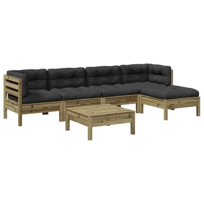 Produktbild von 6-tlg. Garten-Sofagarnitur mit Kissen Kiefernholz Imprägniert