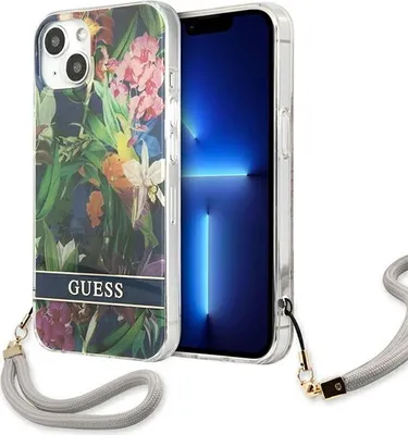 Produktbild von Guess Guhcp13Shflsb Iphone 13 Mini 5,4 Niebieski/Blau Hartschalenetui Blume Riemen