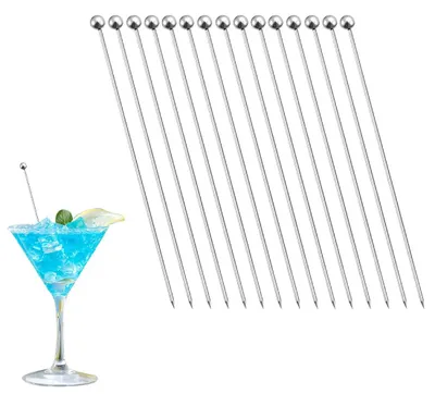 15 Cocktailspieße aus Edelstahl, wiederverwendbar, 11 cm
