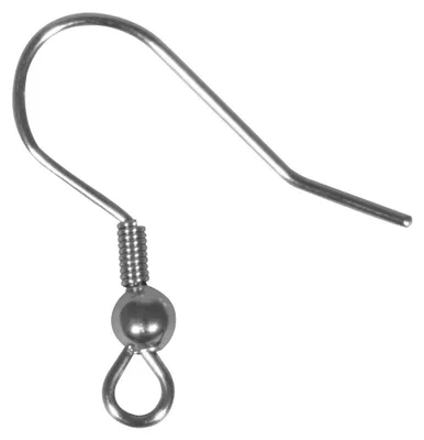 Edelstahl-Ohrhaken, platiniert, 20 mm, 4 Stück