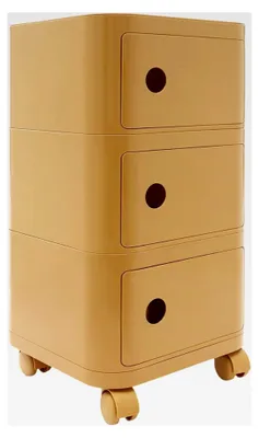 Produktbild von Rollcontainer mit 3 Schubladen, Aktenschrank für Schreibtisch, Büroschrank mit Rollen, geeignet für Büro und Zuhause (Ingwergelb)