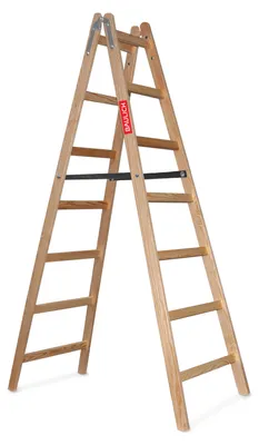 Produktbild von Baulich | Holzleiter - 2 x 7 Stufen - beidseitige - aus Kiefernholz - EN 131 - Arbeitshöhe bis 3,6 m - Tragkraft 150 kg - wetterfest - mit Haken