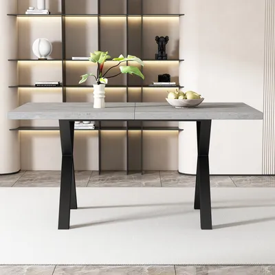 Produktbild von Esstisch (Marmoroptik weiß, 1-St., 140/80/76 cm), Metallgestell, Esszimmertisch