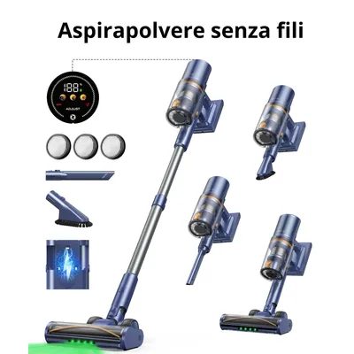 Immagine prodotto di Laresar Aspirapolvere Senza Fili 75000Pa – Aspirapolvere Verticale 650W, fino a 90 min di autonomia, Smart Display LED, batteria rimovibile